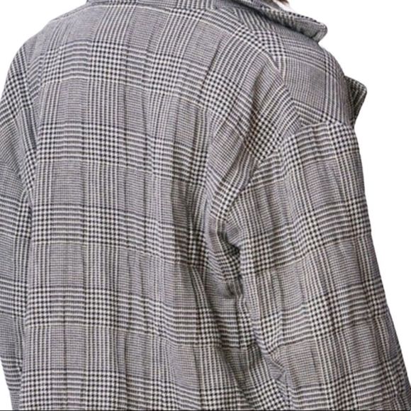 ZARA Checkered Double Breasted Quilted Oversized Short Coat - Picture 7 of 17